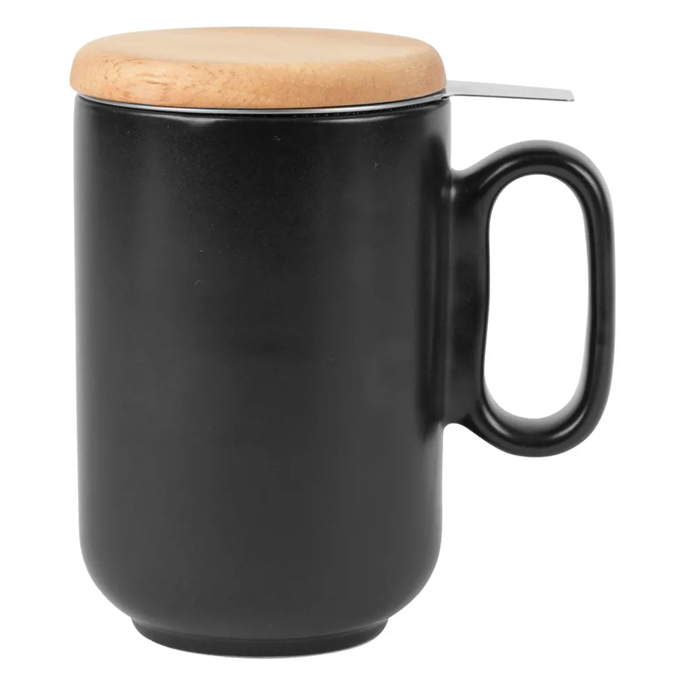 Tisanière en grès avec filtre noir mat - baltika