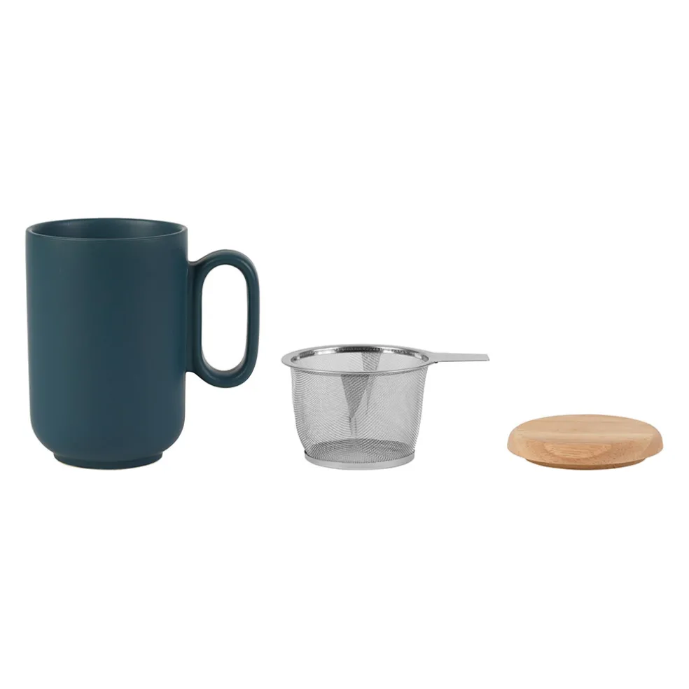 Tisanière en grès avec filtre bleu mat - baltika