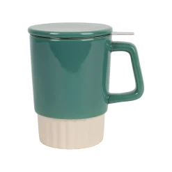Tisanière en grès et inox émeraude 40cl - Cannelé