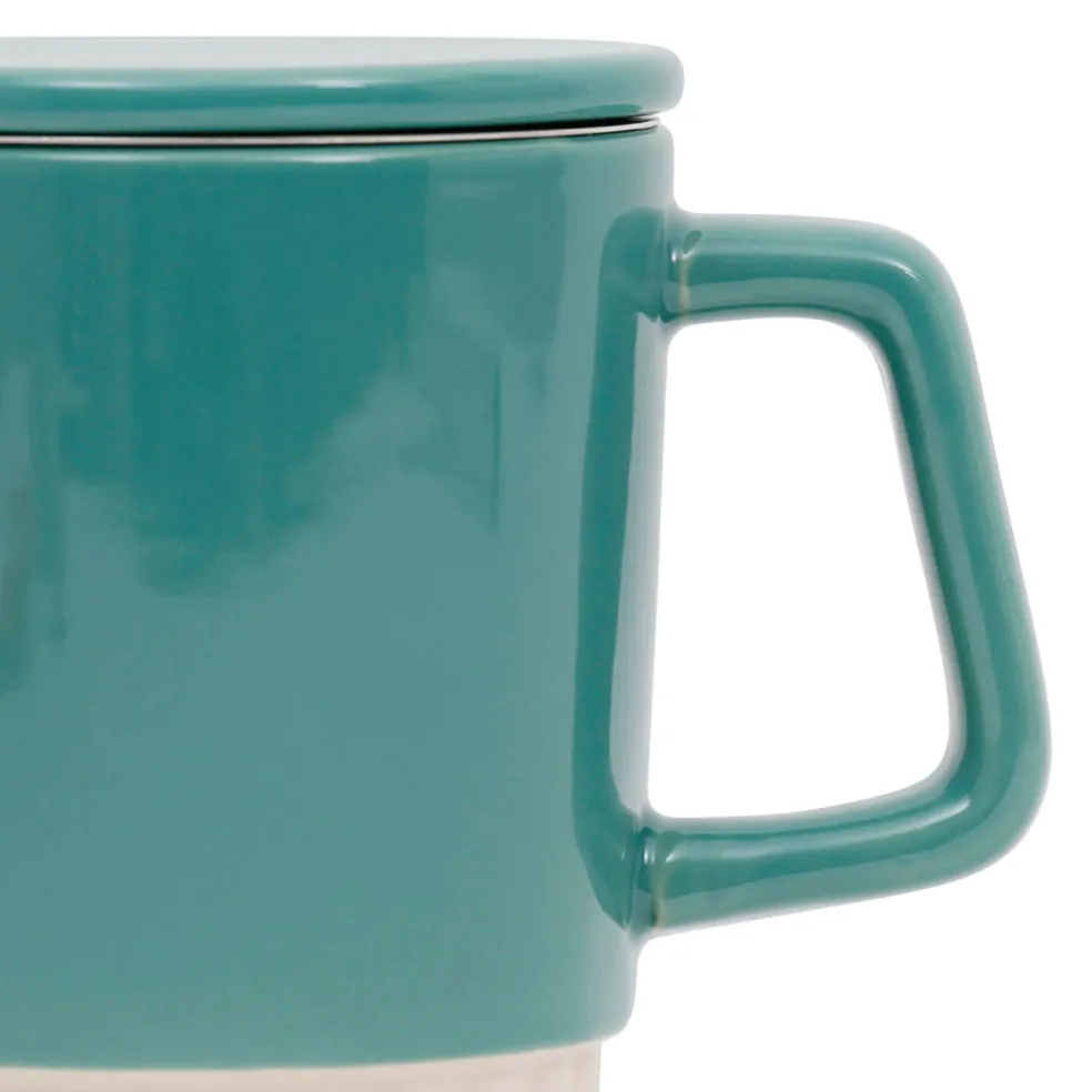 Tisanière en grès et inox émeraude 40cl - Cannelé