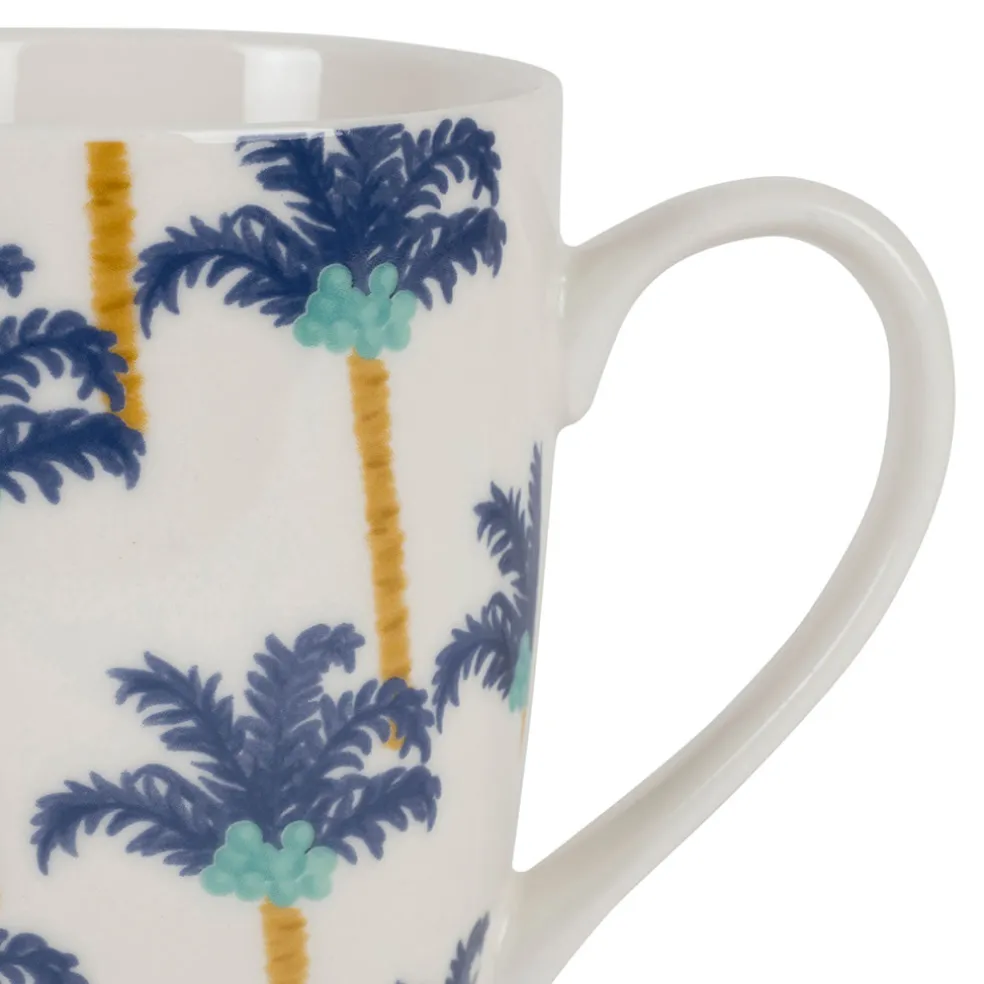 Tisanière en porcelaine palmier blanc et indigo avec filtre inox 37.5cl - Mocoa