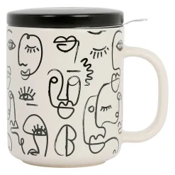 Tisanière visage beige en grès avec filtre 45cl -terre brulée