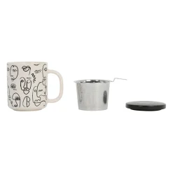 Tisanière visage beige en grès avec filtre 45cl -terre brulée