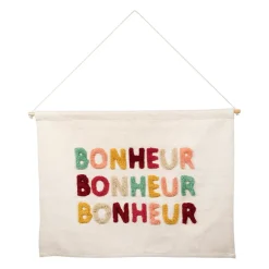 Toile en coton"Bonheur" multicolore 86x60cm - Famille