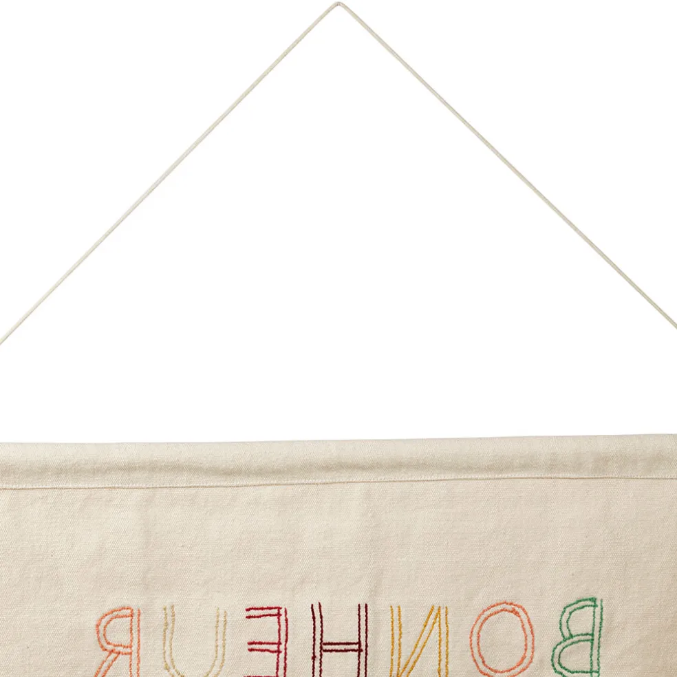 Toile en coton"Bonheur" multicolore 86x60cm - Famille