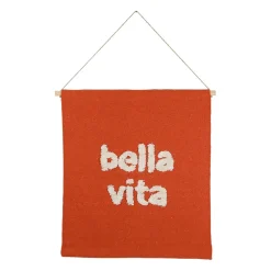 Toile "bella vita" en coton et bois corail 60x70cm - Palma