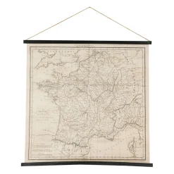Toile "carte royaume de fr beige 98x96cm