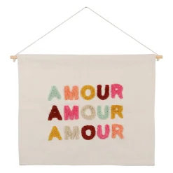 Toile tuftée en coton multicolore 60x50cm - Amour