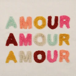 Toile tuftée en coton multicolore 60x50cm - Amour