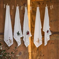 Torchon en coton blanc avec fraises 70x50cm - A La Ferme