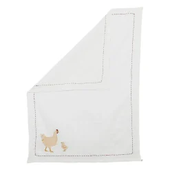 Torchon en coton blanc avec poule 50x70cm - A La Ferme