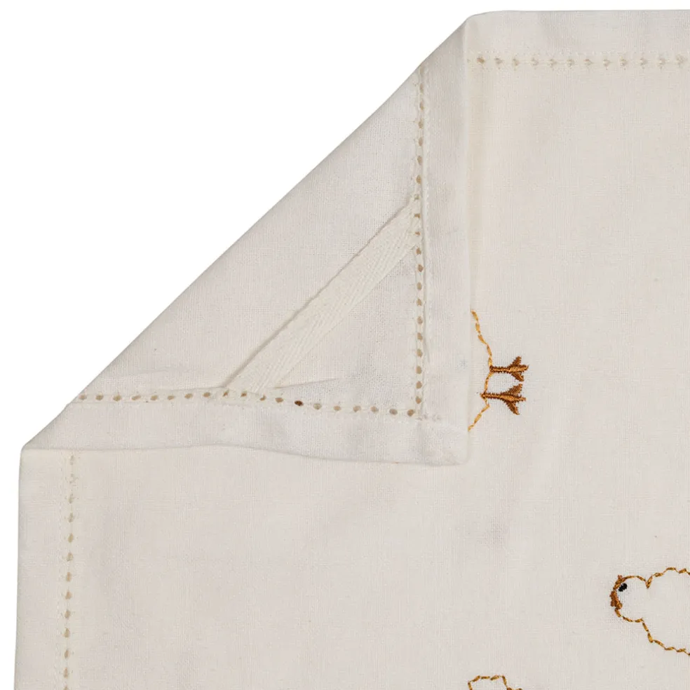 Torchon en coton écru et brun 70x50cm - La Ferme