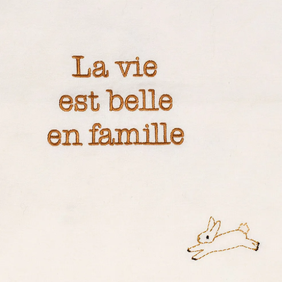 Torchon en coton écru et brun 70x50cm - La Ferme