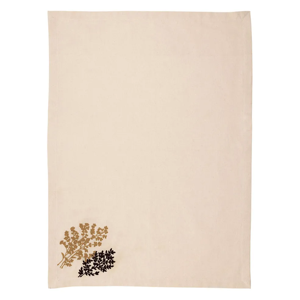 Torchon en coton ecru avec broderie 50x70cm - Adelie