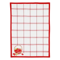 Torchon en coton rouge 50x70cm - Fraises
