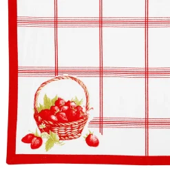 Torchon en coton rouge 50x70cm - Fraises