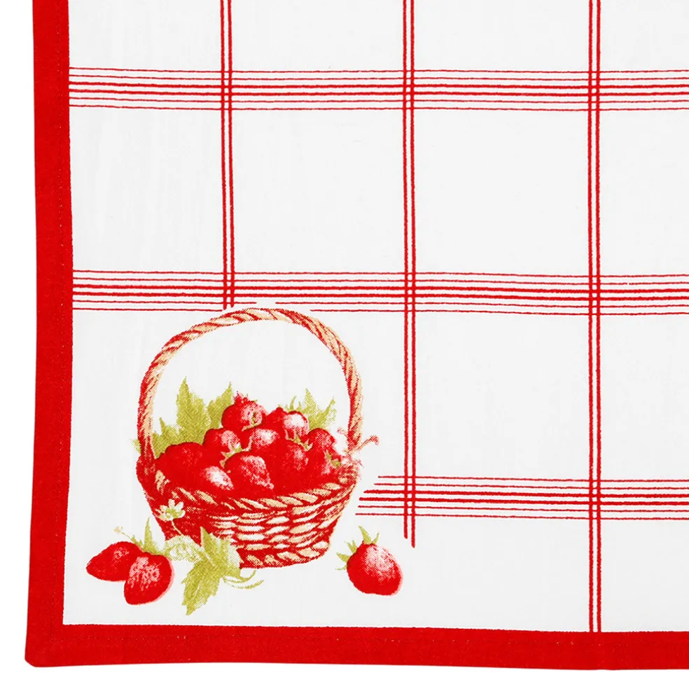 Torchon en coton rouge 50x70cm - Fraises