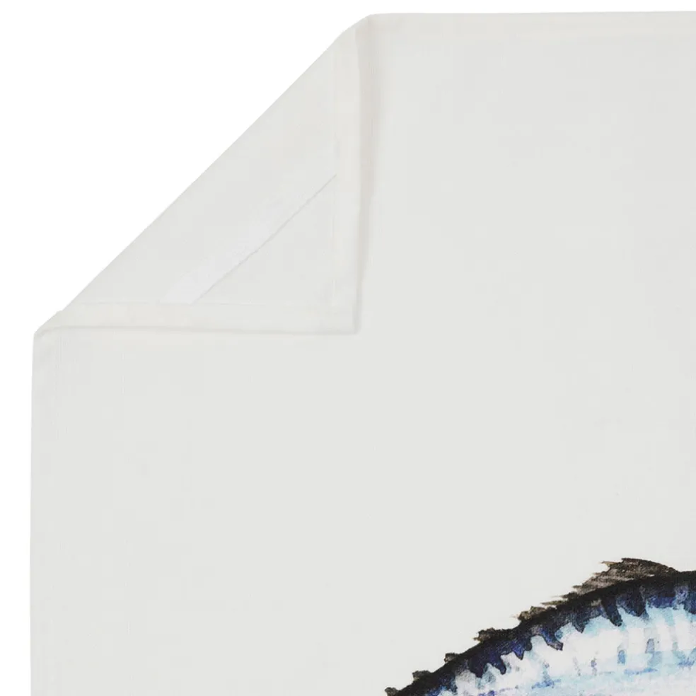 Torchon en coton (x3) faune marine blanc et corail 50x70cm