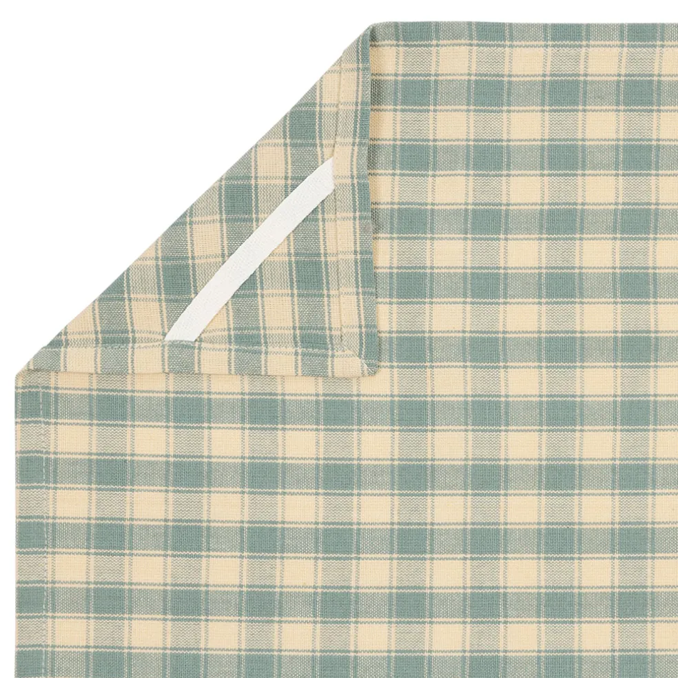 Torchons x3 en coton vichy et rayé sauge 50x70cm - Campagne