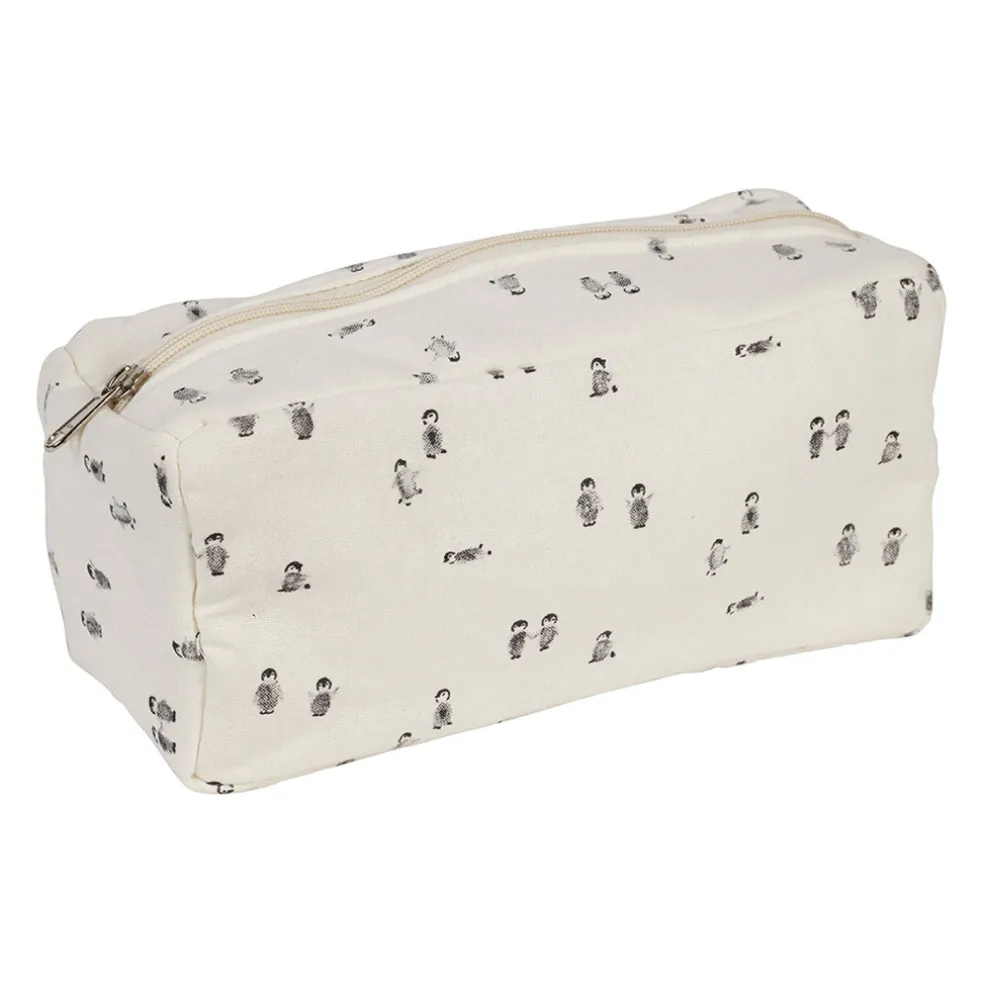 Trousse de toilette banquise en coton écru et gris - Sweetdream