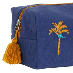 Trousse de toilette en coton et polyester indigo palmier - Mocoa