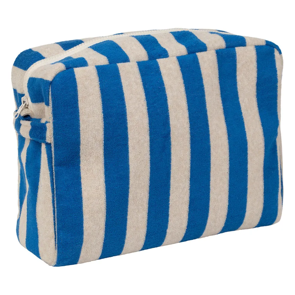 Trousse de toilette en coton rayée indigo et blanc - Palma