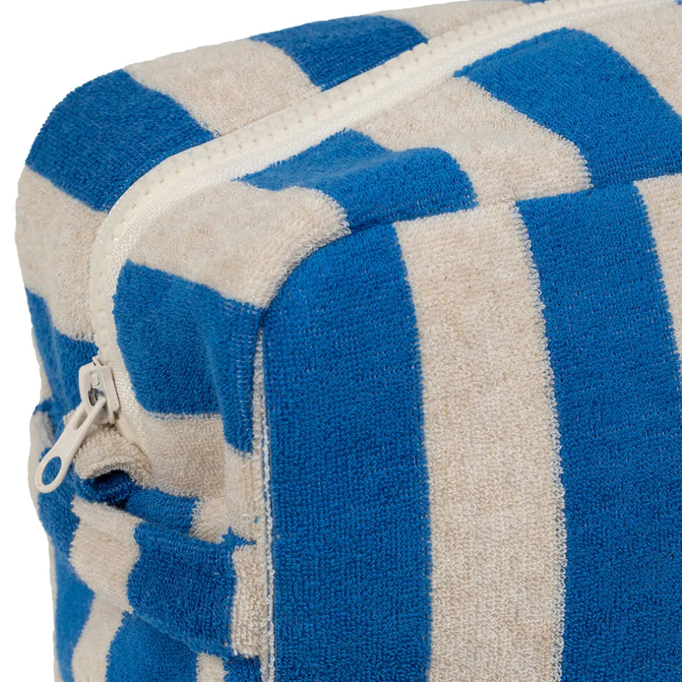 Trousse de toilette en coton rayée indigo et blanc - Palma