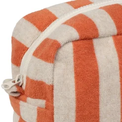 Trousse de toilette en coton rayée corail et blanc - Palma