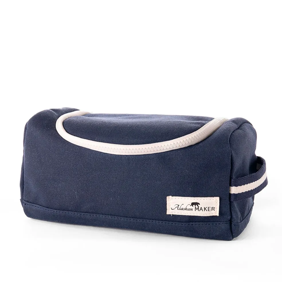 Trousse de toilette en tissu bleu marine recyclée - Kenai