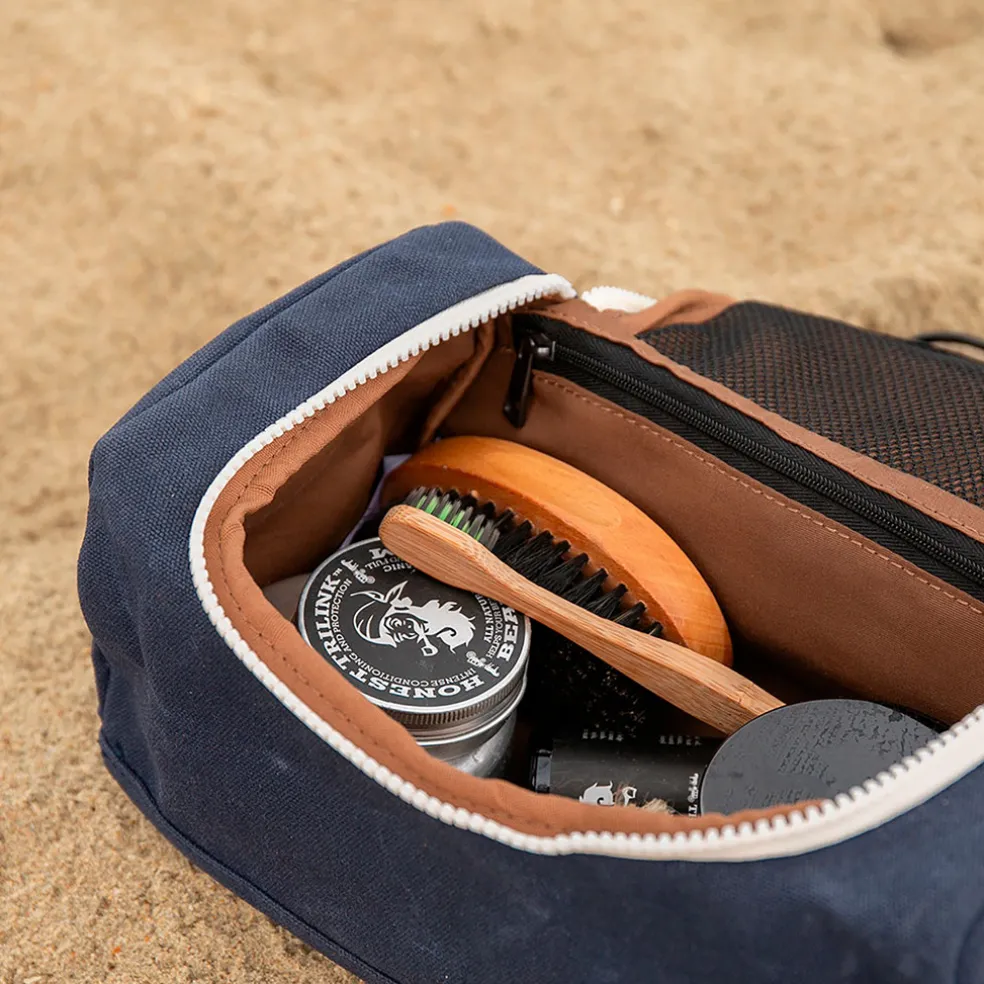 Trousse de toilette en tissu bleu marine recyclée - Kenai