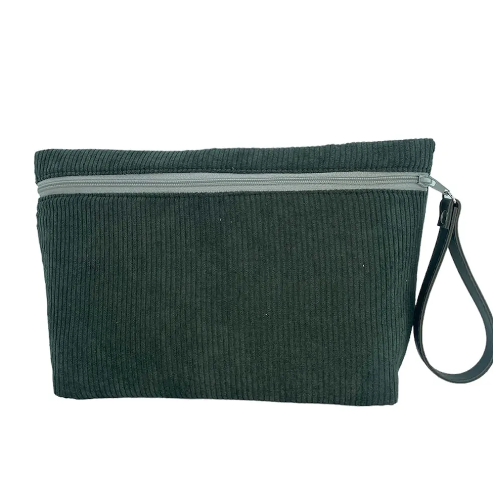 Trousse de voyage en velours kaki