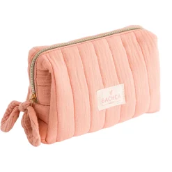 Trousse maquillage en coton rose