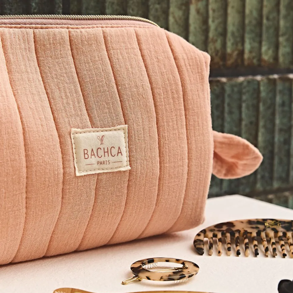 Trousse maquillage en coton rose