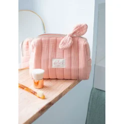 Trousse maquillage en coton rose