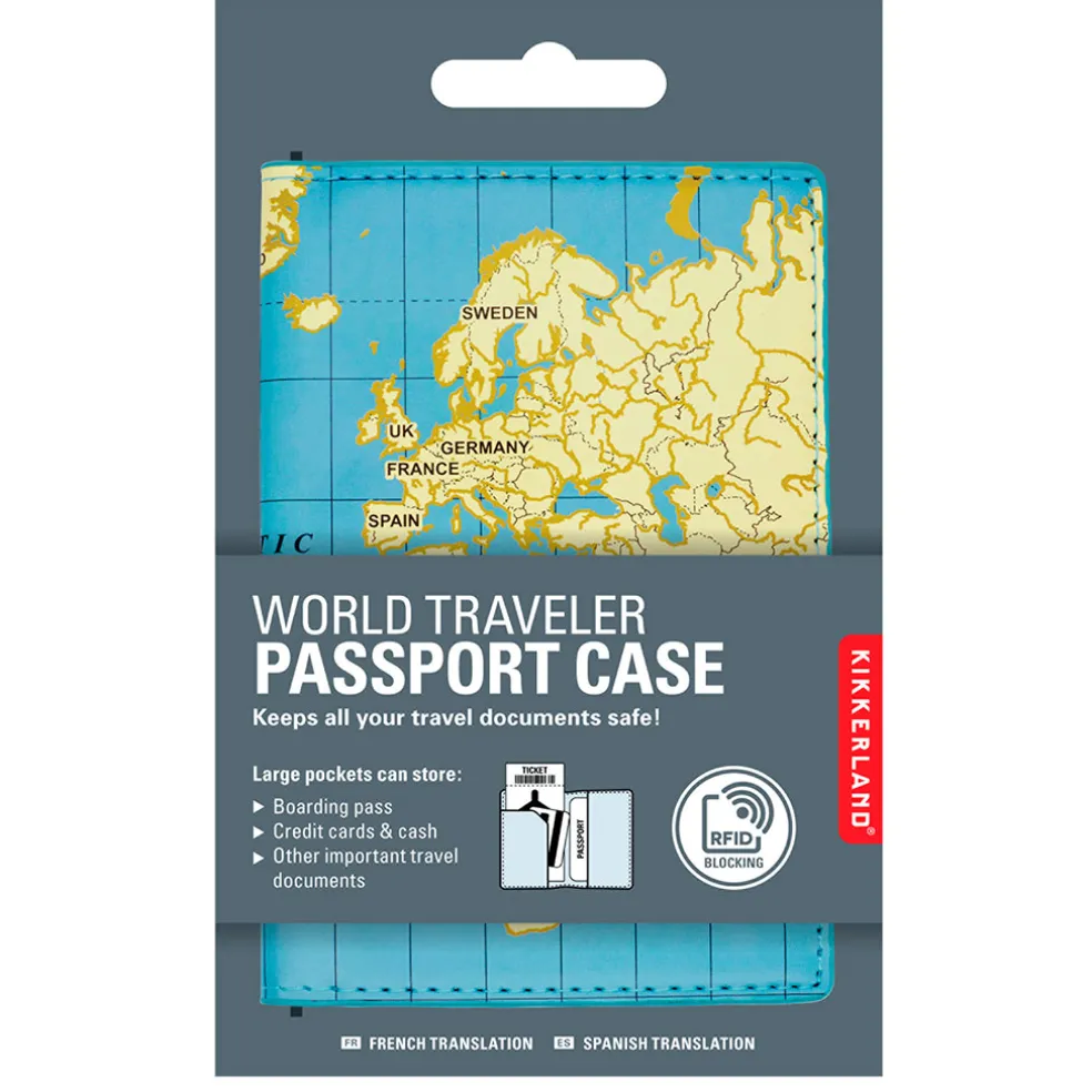 Étui de passeport carte du monde