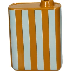 Vase à rayures d'huile d'olive en faïence multicolore 13x5.5x17cm
