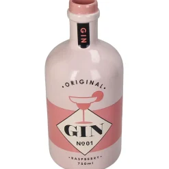 Vase bouteille de gin en grès rose h21cm