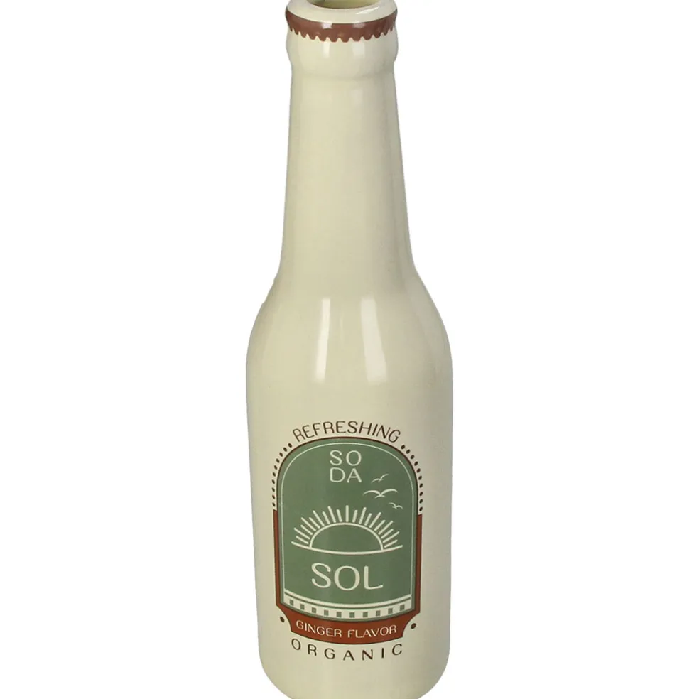 Vase bouteille de soda en grès ivoire h24cm