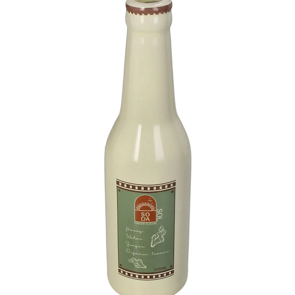 Vase bouteille de soda en grès ivoire h24cm