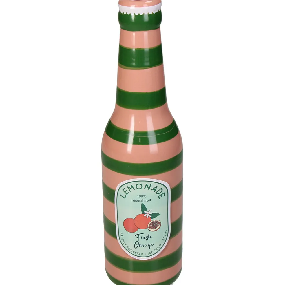 Vase bouteille orange faïence fine d6.5xh24cm