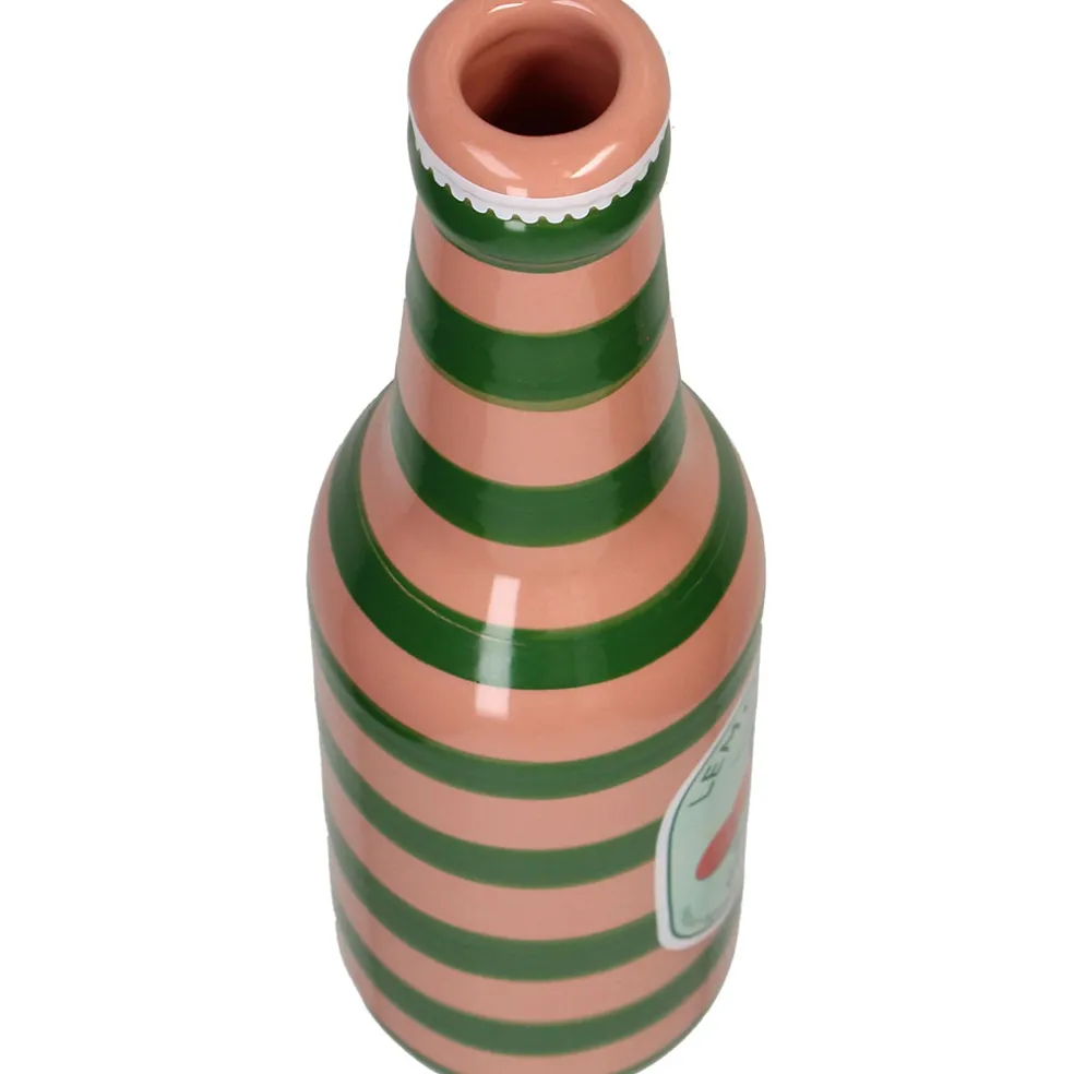 Vase bouteille orange faïence fine d6.5xh24cm