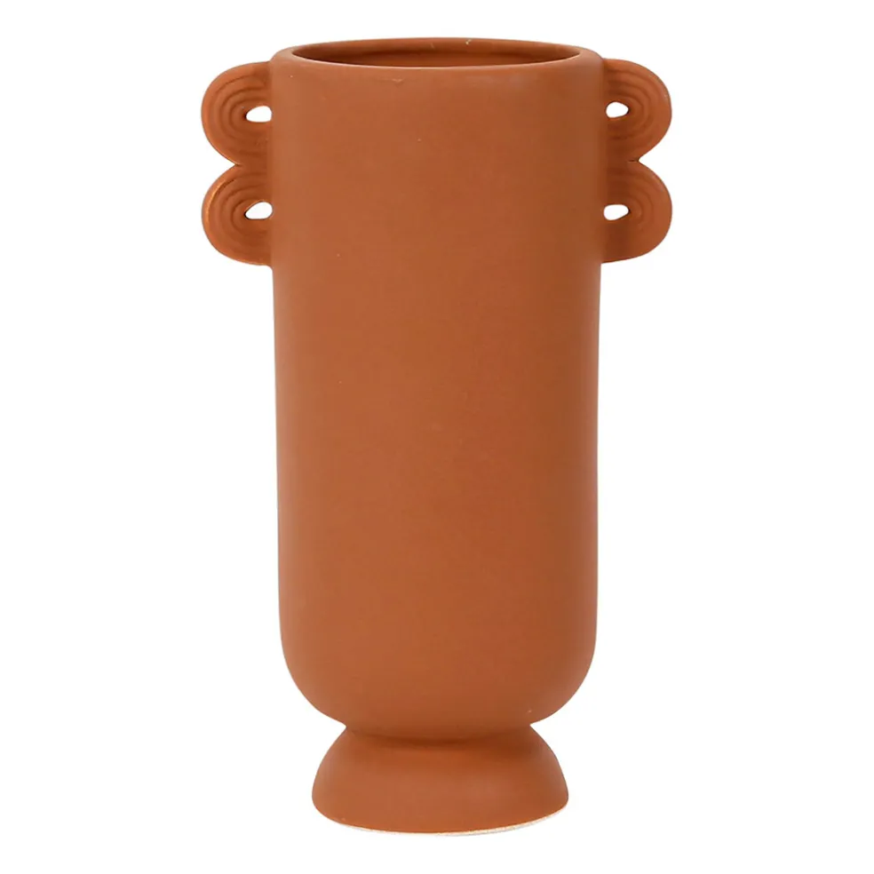 Vase brun en grès - terre brulée