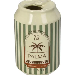 Vase canette de soda en faïence vert h11cm