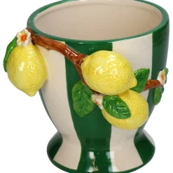 Vase citron en dolomie verte 14x15.5x14.7cm