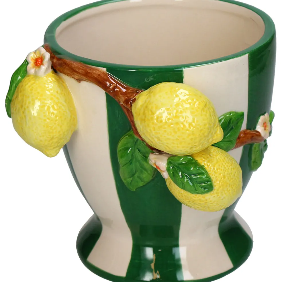 Vase citron en dolomie verte 14x15.5x14.7cm