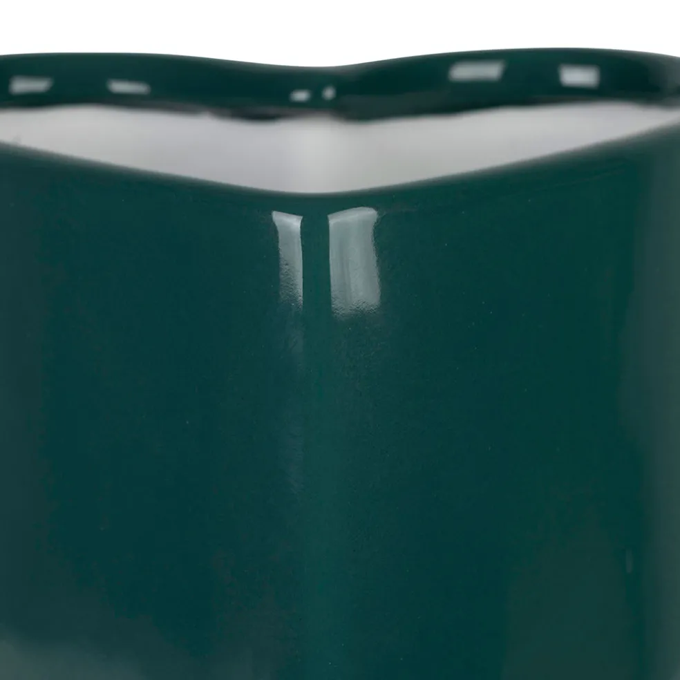 Vase coeur en grès "Amore" émeraude h24cm - Funky