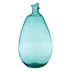 Vase colibri turquoise d26xh47cm verre recyclé