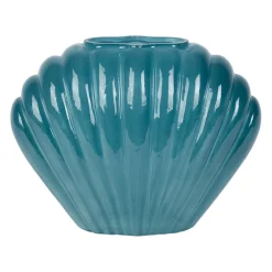 Vase coquillage en verre bleu h22cm - Leucie