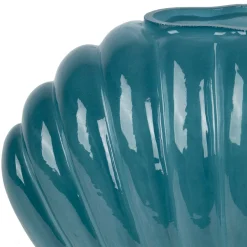 Vase coquillage en verre bleu h22cm - Leucie