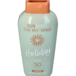 Vase crème solaire en faïence bleu h19cm